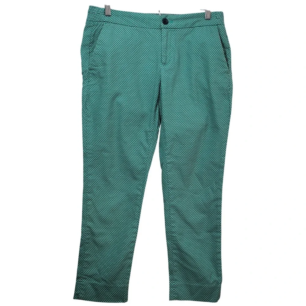 Banana Republic Hampton Fit Green Geometric Diamond‎ Ankle Pants Womens 4 Slim